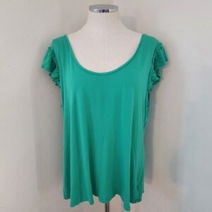 Old Navy Green Ruffle Sleeve Blouse Women's Size XXL‎